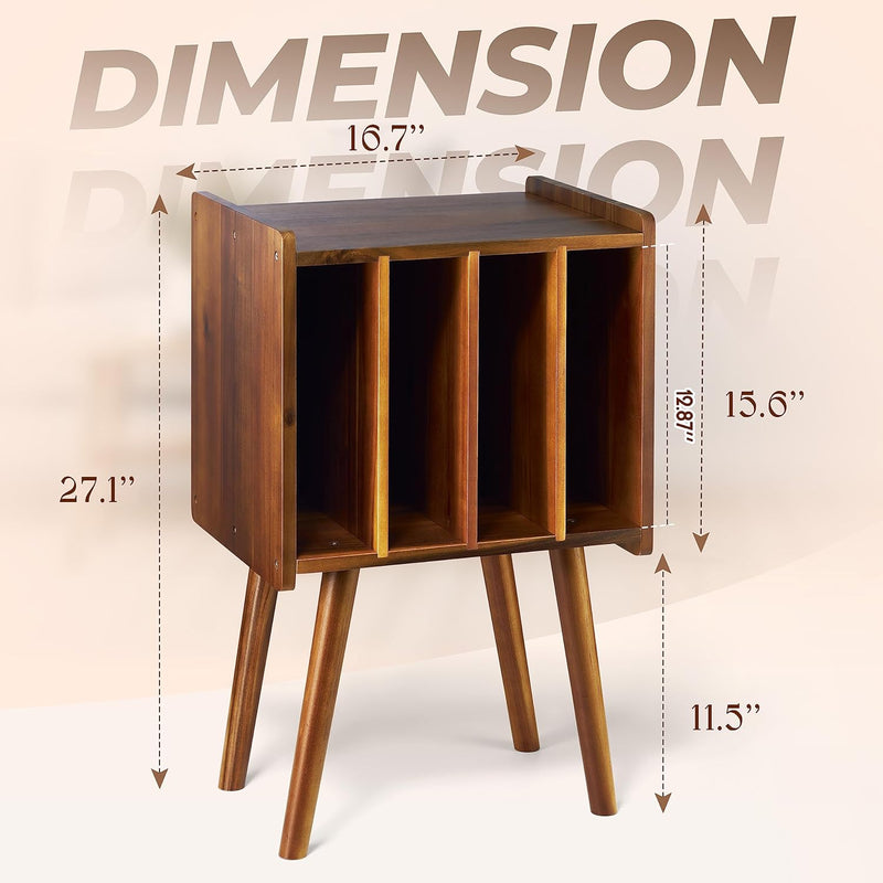 2BHOME Wooden LP Record Player Stand with 4 Cabinets 2BTC