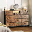COTUBLR  55” Rustic Brown 13 Drawer Dresser