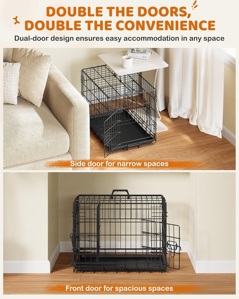 Yaheetech 24 inch Foldable Metal Wire Dog Crate with Double Door & Divider YTCH4153 - Refurbished