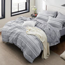 Bedsure 7 Piece Grey & White Stripped Queen Comforter Set B09SHR9KVZ - Like New