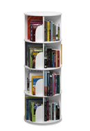 Intexca 4-Tier Rotating Wooden Bookshelf (White)