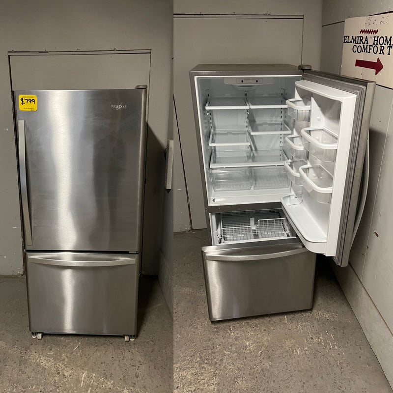 Used Whirlpool Stainless Steel Bottom Mount Fridge