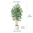 Ficus artificiel Primrue Adcock en pot avec cache-pot blanc C110129600 - Comme neuf 