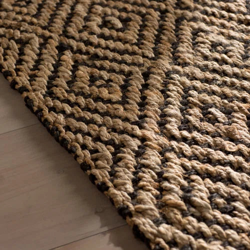 Ebern Designs 5' x 8' Natural Fibre Hand Woven Jute Geometric Rug LFMF1565 - Like New