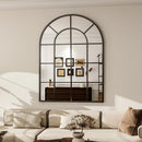 Ebern Designs 40" x 30" Window Pane Arched Wall Mirror