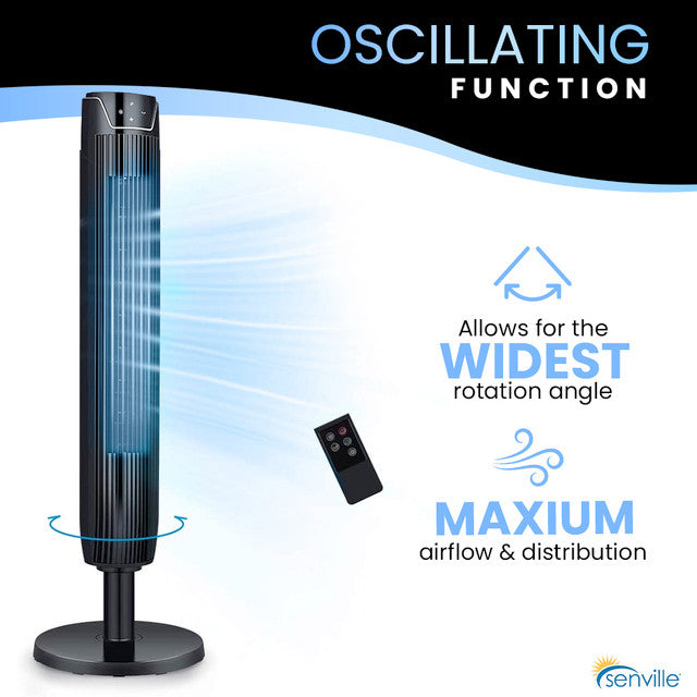 Senville 42" Oscillating Tower Fan 3 Speed Remote Control SENTF-19JRA - Refurbished