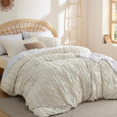 Housse de couette Bedsure Shabby Elegance brodée style bohème, taille King, avec 2 taies d'oreiller, beige BDUR1186 - Comme neuve