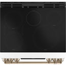 Cuisinière à induction encastrable GE Cafe 5,7 pi³ avec plaque en verre *Quincaillerie bronze* CCHS900P4MW2 - Rayures et bosses 