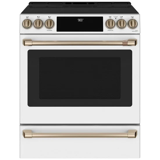 GE Cafe 5.7 cu Induction Slide-In Glass Top Range *Bronze Hardware* CCHS900P4MW2  - Scratch & Dent