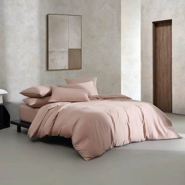 Calvin Klein Organic Earth Solid Cotton King Duvet Cover Set in Light Pink DRQH1916 - Refurbished