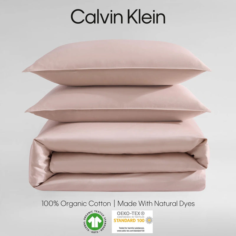 Calvin Klein Organic Earth Solid Cotton King Duvet Cover Set in Light Pink DRQH1916 - Refurbished