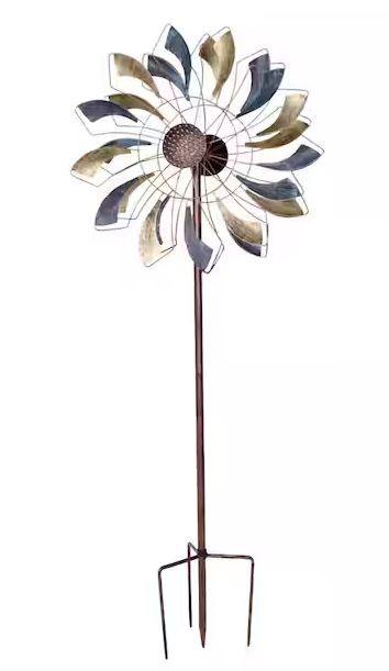 Sunnydaze Metallic Pinwheel Powder-Coated Iron Wind Spinner HB-189 - Like New