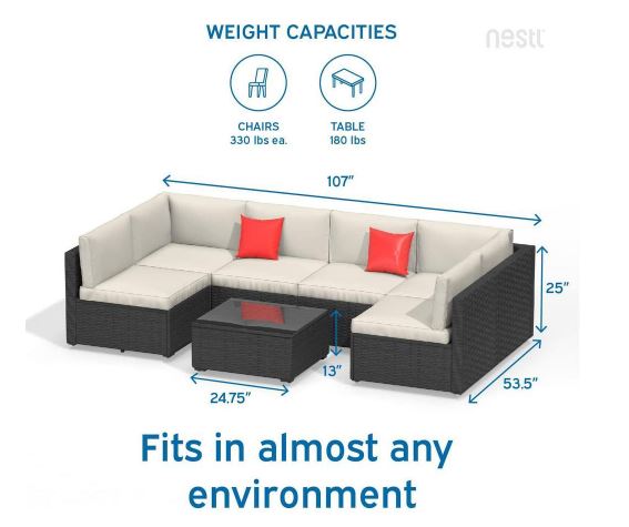 Hearth & Harbor 3-Piece Black Wicker Outdoor Patio Furniture *with only 2 Chairs & Coffee Table* in Off White NB-PFW-7-B/OW - Like New