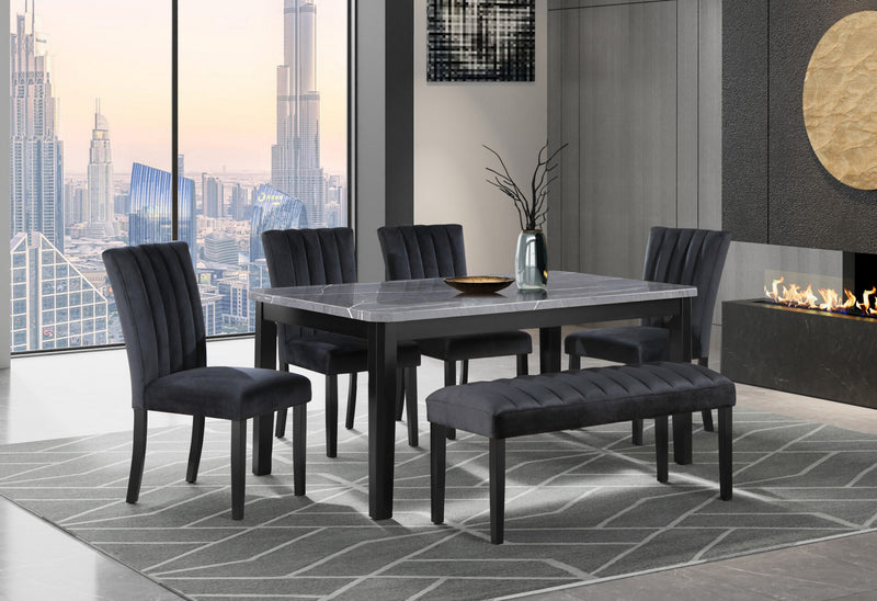 Global Furniture Black Velvet Dining Bench D8685BN-BLK - Like New