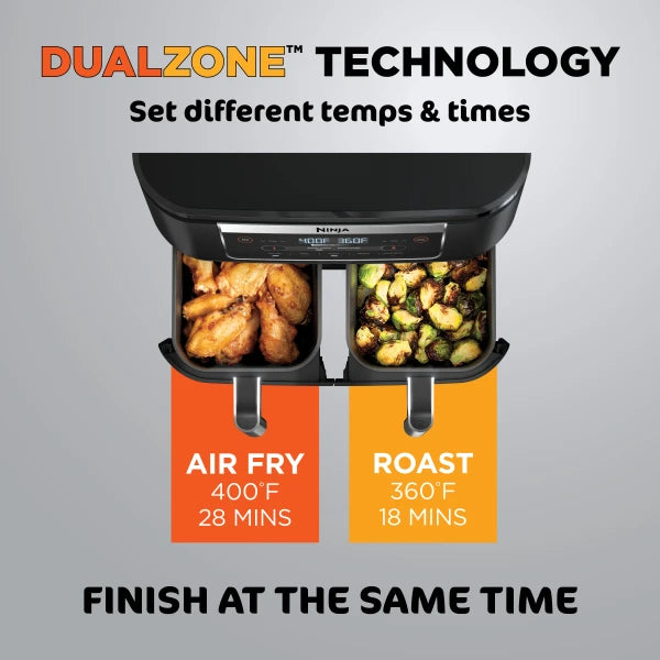 Ninja™ Foodi® 5-in-1, 6-qt. 2-Basket Air Fryer with DualZone™ Technology DZ090C - Refurbished