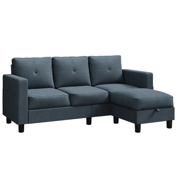 Ebern Designs Degnan 76.4'' Upholstered Sofa Chaise in Dark Grey C110627866 - Refurbished