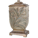 StyleCraft 27.5" White Embossed Foliage Table Lamp with Ivory Fabric Shade