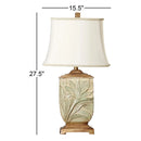 StyleCraft 27.5" White Embossed Foliage Table Lamp with Ivory Fabric Shade