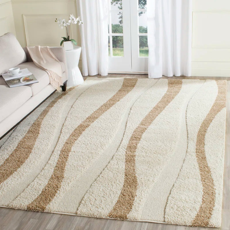 Wrought Studio 5'3" x 7'6" Abstract Beige/Creme Area Rug C004256513 - Like New