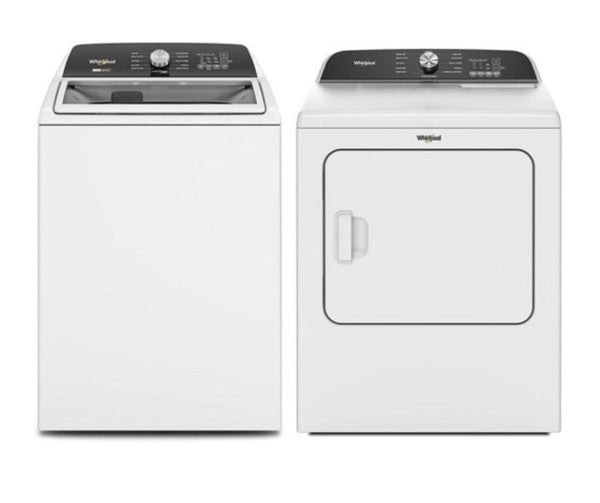 Whirlpool 5.5 cu Washer and 7 cu Dryer Electric Laundry Set WTW5057LW, YWED6150PW - Scratch and Dent