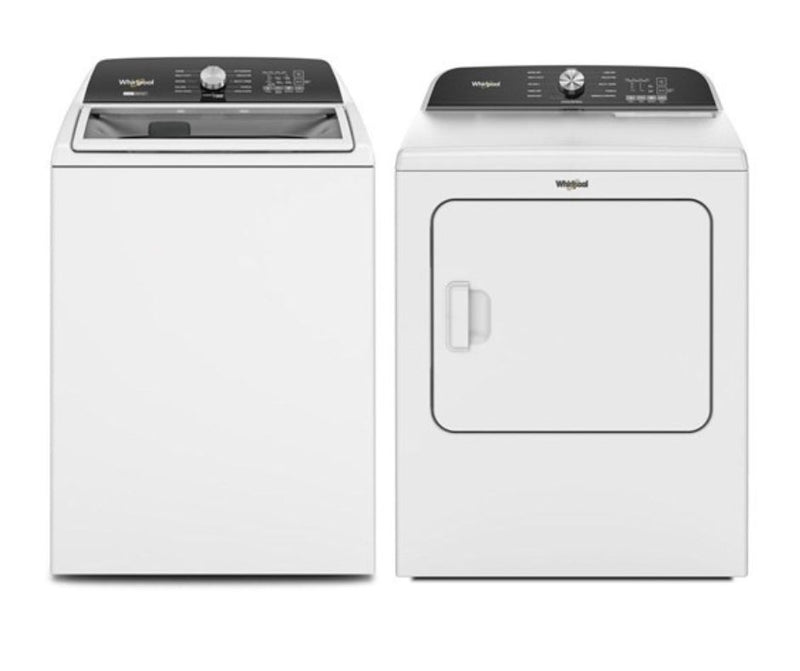Whirlpool 5.5 cu Washer and 7 cu Dryer Electric Laundry Set WTW5057LW, YWED6150PW - Scratch and Dent