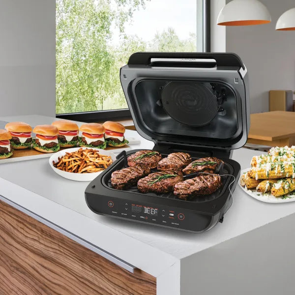 Ninja Foodi Smart XL 6 in 1 Indoor Grill with 4 Quart Air Fryer Roast Bake Dehydrate Broil and Smart Cook System