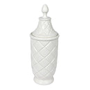 Vickerman 18.5" White Ceramic Container with Lid
