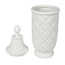 Vickerman 18.5" White Ceramic Container with Lid