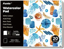 Funto 12" x 9" Watercolor Pad 100% Cotton 20 Sheets Each (1 Pack)