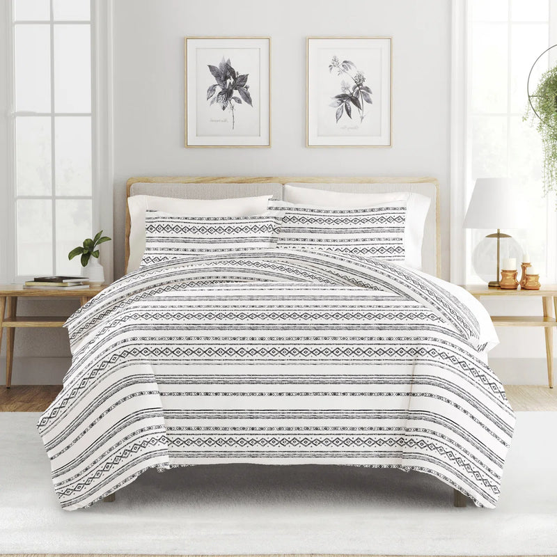 Becky Cameron Geo Threads Pattern King Duvet Cover Set with 2 Pillow Shams C100241283 - Refurbished