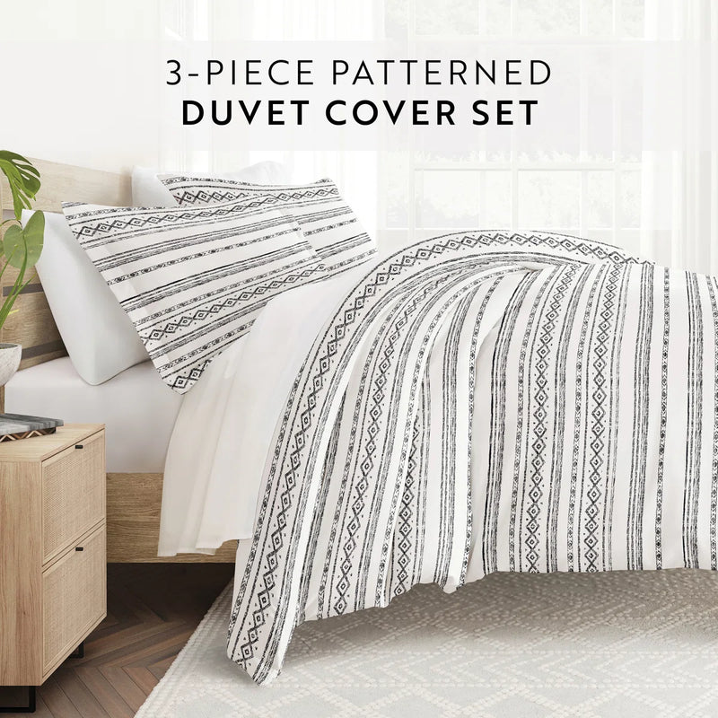 Becky Cameron Geo Threads Pattern King Duvet Cover Set with 2 Pillow Shams C100241283 - Refurbished
