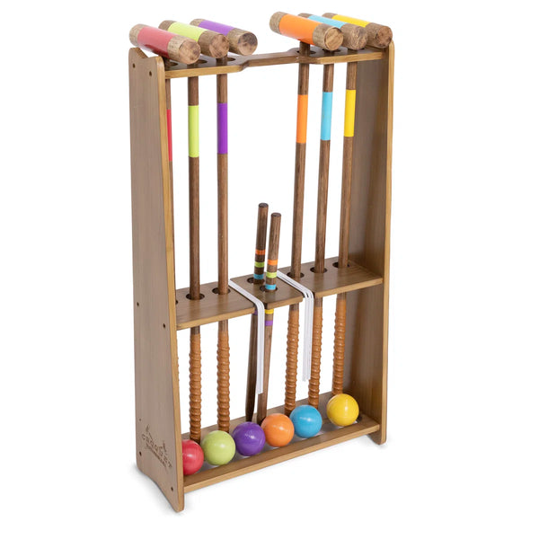 Gosports Premium Wood Stained Six Player Croquet Set With Handcrafted Wooden Stand HBWV1509 - Like New