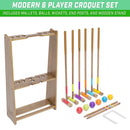 Jeu de croquet Gosports Premium en bois teinté pour six joueurs avec support en bois fabriqué à la main HBWV1509 - Comme neuf
