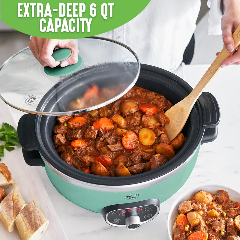 GreenLife 6 qt Electric Slow Cooker CC008777-003 - Refurbished