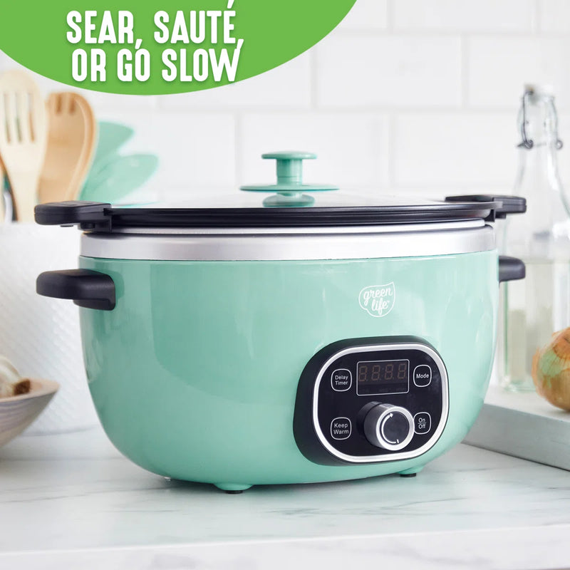 GreenLife 6 qt Electric Slow Cooker CC008777-003 - Refurbished