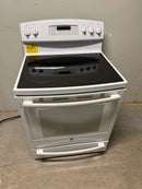 Used GE White Glass Top Range with Self Clean, Convection and Warming Drawer