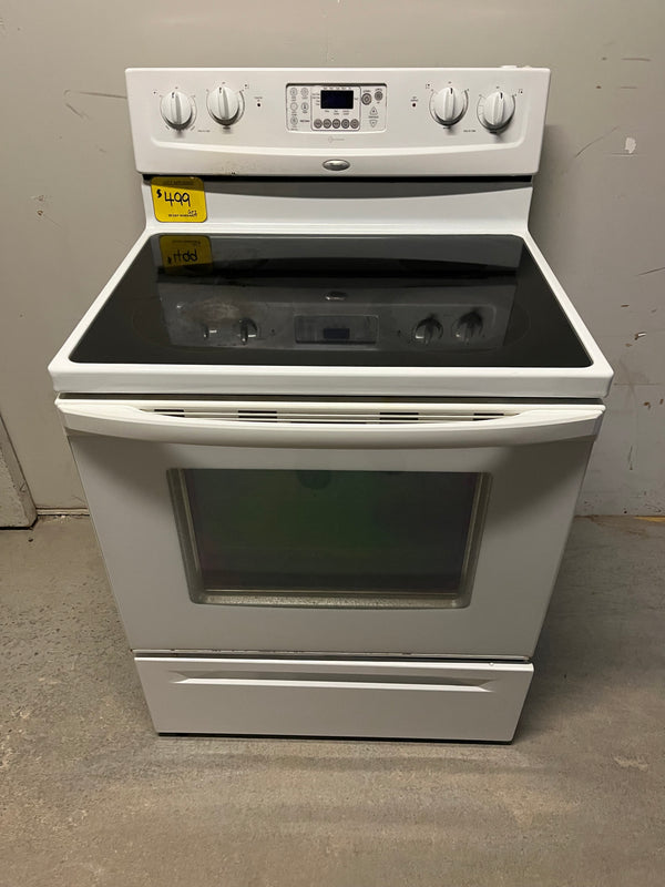 Used Whirlpool White Glass Top Range with Self Clean
