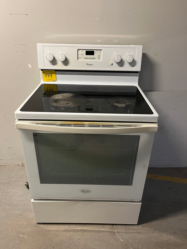 Used Whirlpool White Glass Top Range with Self Clean & Convection