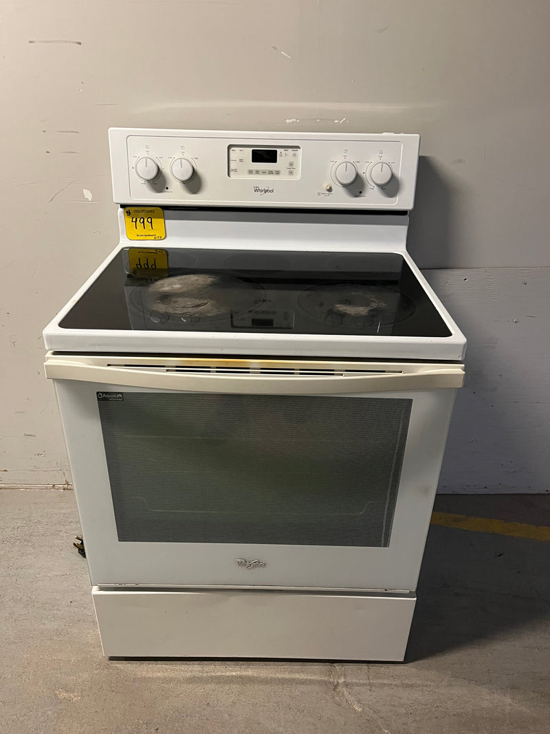 Used Whirlpool White Glass Top Range with Self Clean & Convection