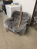 Hometrends Isla Steel Outdoor Patio Chair with Cushion – Grey (Non-Rocking)