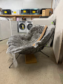 Hometrends Isla Steel Outdoor Patio Chair with Cushion – Grey (Non-Rocking)