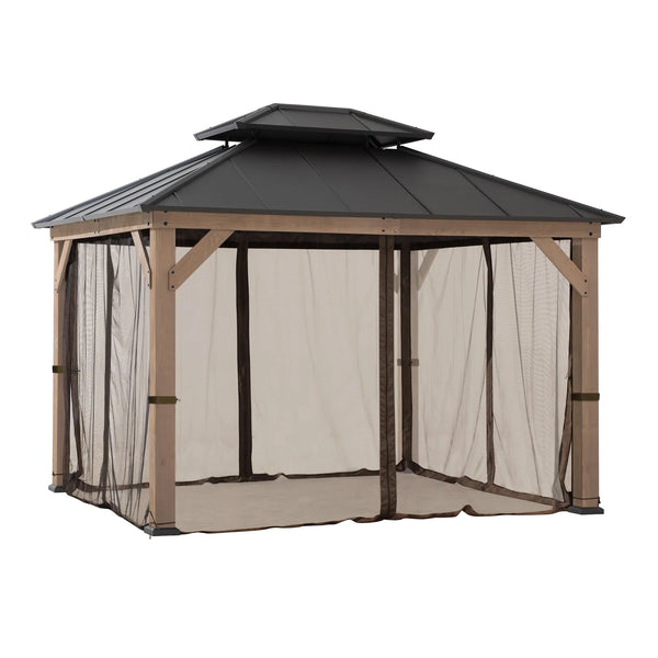 SUNJOY Replacement Mosquito Netting for 10×12 Outdoor Wooden Gazebos in Brown A111515201 - Like New