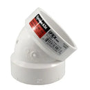 Coude court à 45 degrés en PVC 3" à moyeu