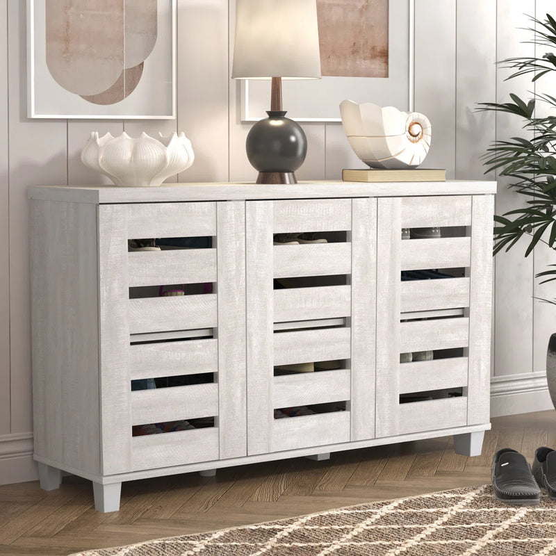 Steelside™ Lismore 16 Pair Shoe Storage Cabinet in Dusty Grey Oak C009864677 - Refurbished
