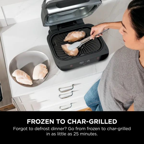 Ninja Foodi Smart XL 6 in 1 Indoor Grill with 4 Quart Air Fryer Roast Bake Dehydrate Broil and Smart Cook System