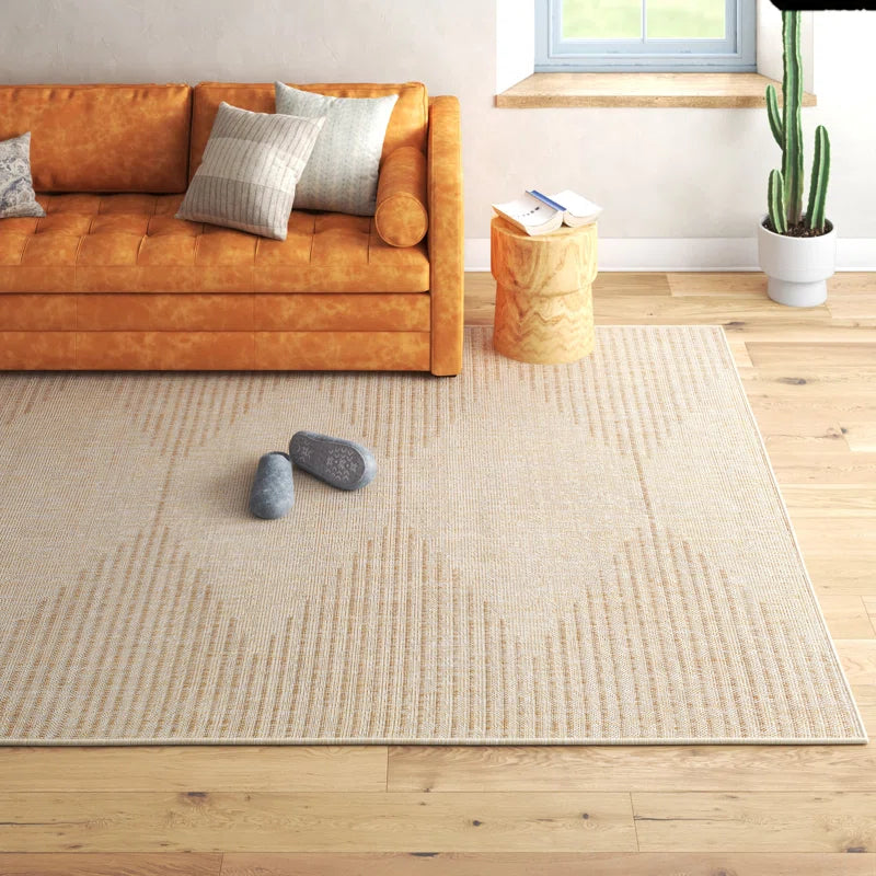 The Twillery Co. 7'10" x 10'2" Geometric Tan Indoor/Outdoor Area Rug C008665538 - Like New