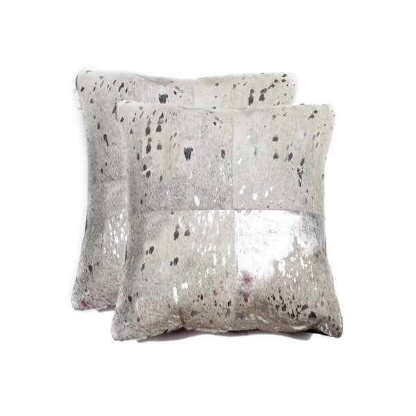 HomeRoots Natural Torino Quattro Cowhide Pillow (Set of 2) C000356246 - Like New