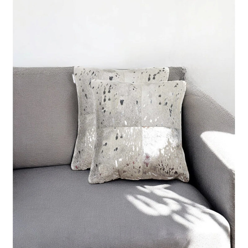 HomeRoots Natural Torino Quattro Cowhide Pillow (Set of 2) C000356246 - Like New