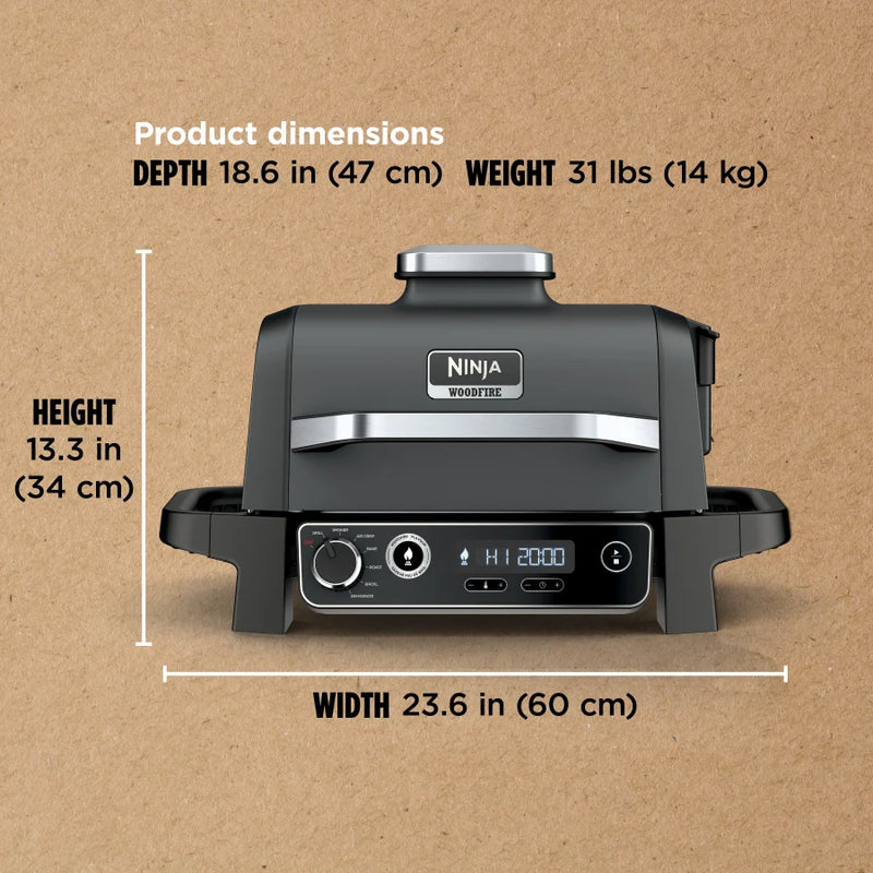 Ninja Woodfire™ Outdoor Grill & Smoker with Premium Grill Cover OG701LWC - Refurbished