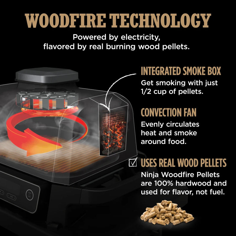 Ninja Woodfire™ Outdoor Grill & Smoker with Premium Grill Cover OG701LWC - Refurbished